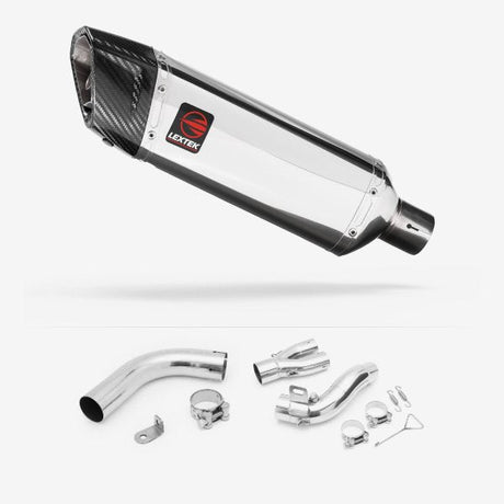 Lextek SP4 Polished Stainless Steel Exhaust 300mm with De-Cat Link Pipe for Honda CB1000R (08-17)