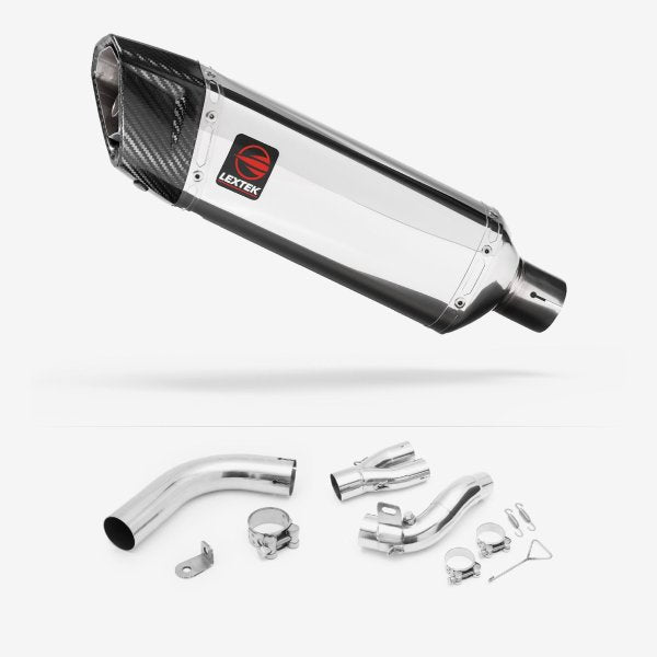 Lextek SP4 Polished Stainless Steel Exhaust 300mm with De-Cat Link Pipe for Honda CB1000R (08-17)