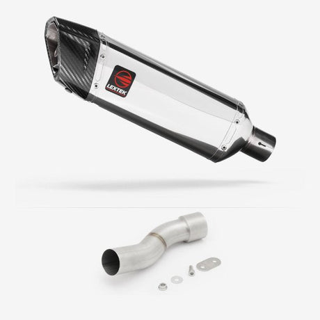 Lextek SP4 Polished Stainless Steel Exhaust 300mm with Link Pipe for Ducati Monster 1200 (14-19)