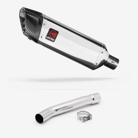 Lextek SP4 Polished Stainless Steel Exhaust 300mm with Link Pipe for Yamaha YZF R6 (03-05)