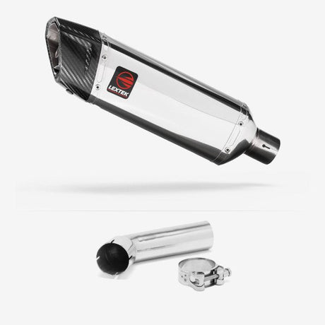 Lextek SP4 Polished Stainless Steel Exhaust 300mm with Link Pipe for Suzuki DL1000 V-Strom (14-19)