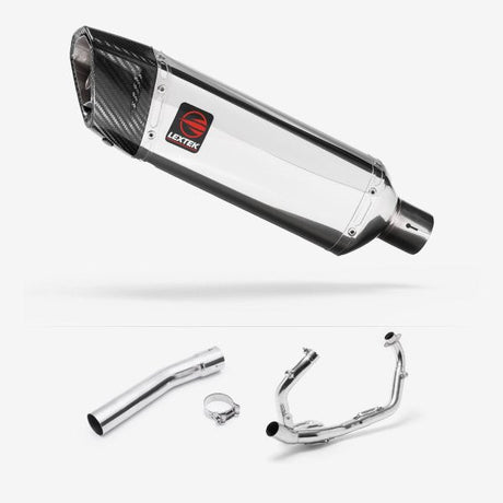 Lextek SP4 Polished Stainless Steel Exhaust System 300mm for Suzuki SV650 (03-15)