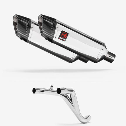 Lextek Polished Stainless Steel SP4 300mm Twin Underseat with Link Pipe