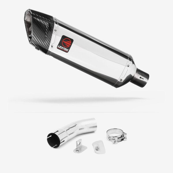 Lextek SP4 Polished Stainless Steel Exhaust 300mm with Link Pipe for Suzuki GSX-S 1000 (15-20)