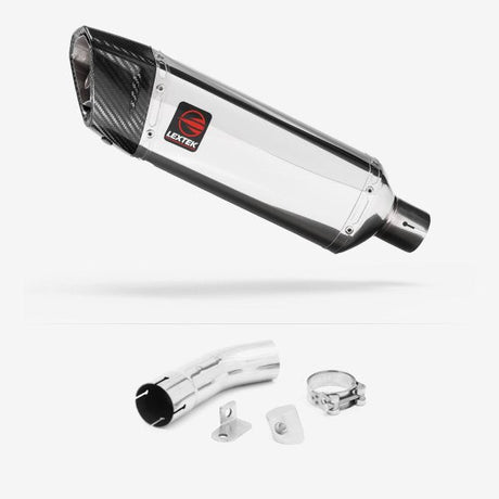 Lextek SP4 Polished Stainless Steel Exhaust 300mm with Link Pipe for Suzuki GSX-S 1000 (15-20)