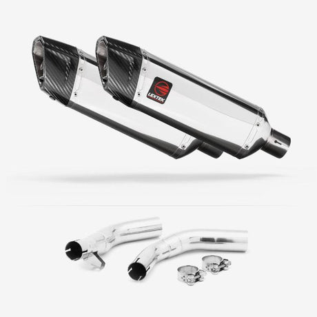 Lextek SP4 Polished Stainless Steel Exhaust 300mm with Link Pipes for Honda CBF1000 (06-10)