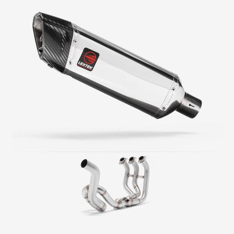Lextek SP4 Polished Stainless Steel Exhaust System 300mm High Level for Yamaha MT-09 Tracer (14-20)