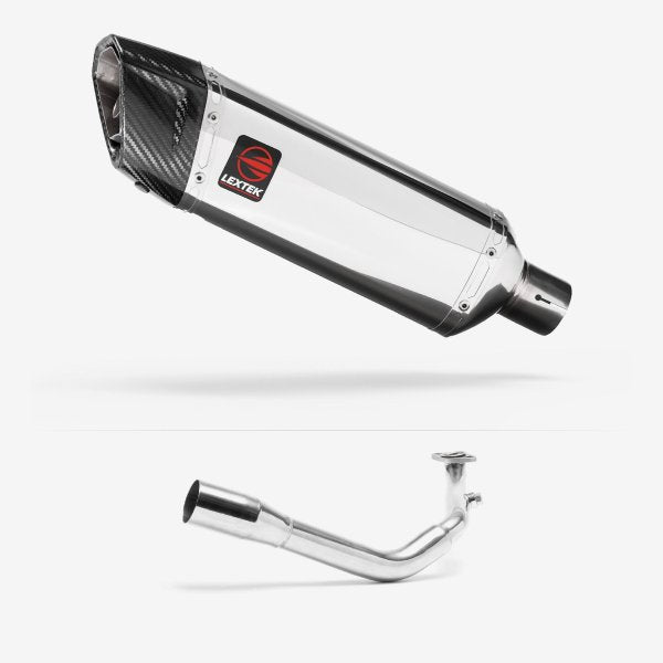 Lextek SP4 Polished Stainless Steel Exhaust System 300mm for Lexmoto Titan 125