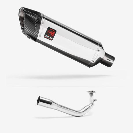 Lextek SP4 Polished Stainless Steel Exhaust System 300mm for Lexmoto Titan 125