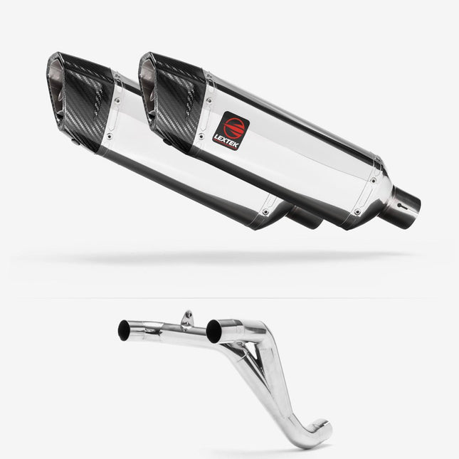Lextek Polished Stainless Steel SP4 300mm Twin Underseat with Link Pipe