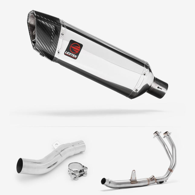Lextek Polished Stainless Steel SP4 300mm Exhaust System for Honda CB500X (16-18)