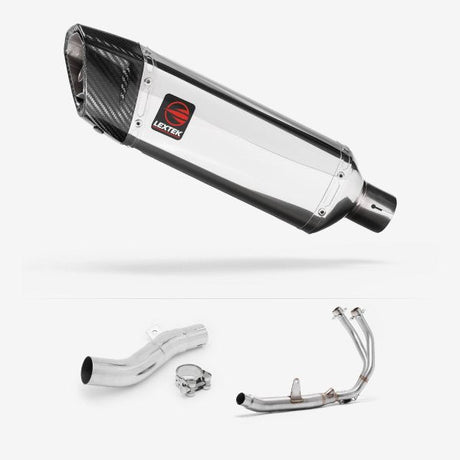 Lextek SP4 Polished Stainless Steel Exhaust System 300mm for Honda CB500X (16-18)