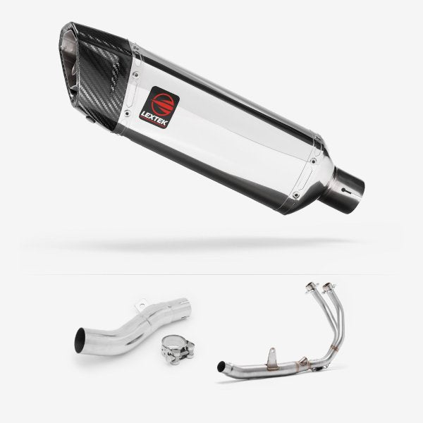 Lextek SP4 Polished Stainless Steel Exhaust System 300mm for Honda CB500X (16-18)