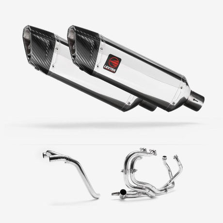 Lextek SP4 Polished Stainless Steel Exhaust System 300mm for Honda VFR800 (02-13)