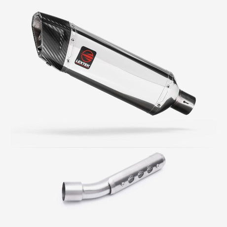 Lextek SP4 Polished Stainless Steel Exhaust 300mm with Link Pipe for Yamaha Tenere 700 (19-23)