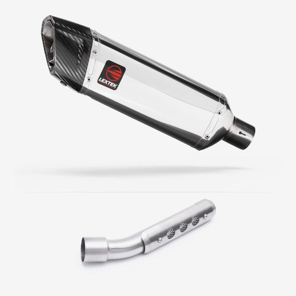 Lextek SP4 Polished Stainless Steel Exhaust 300mm with Link Pipe for Yamaha Tenere 700 (19-23)