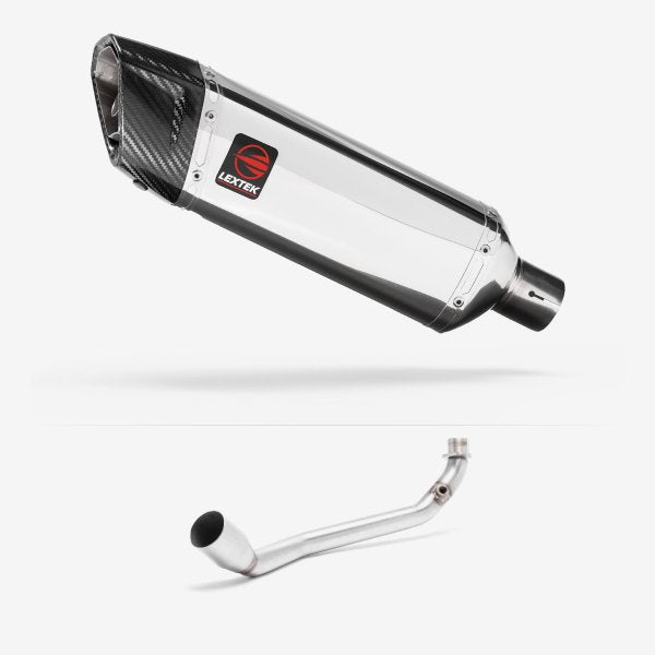 Lextek SP4 Polished Stainless Steel Exhaust System 300mm for Lexmoto Riot 125