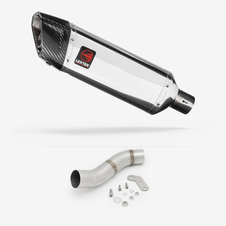 Lextek SP4 Polished Stainless Steel Exhaust 300mm with Link Pipe for Ducati Monster 797 (17-18)