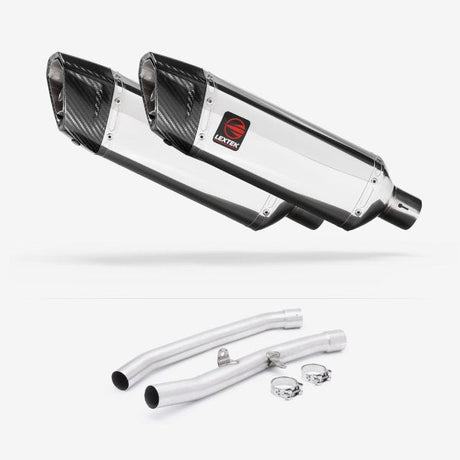 Lextek SP4 Polished Stainless Steel Exhaust 300mm with Link Pipes for Kawasaki ZZR1400 (08-11)