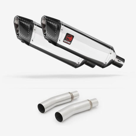 Lextek SP4 Polished Stainless Steel Exhaust 300mm with Link Pipes for Ducati Monster 620 (01-06)