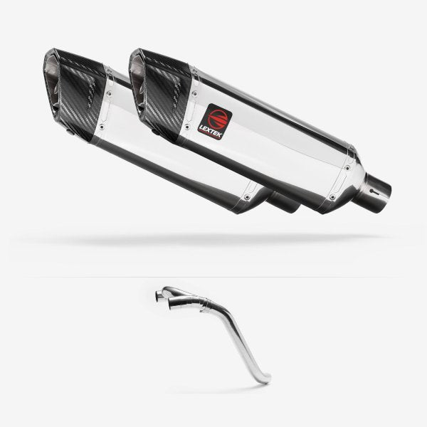 Lextek SP4 Polished Stainless Steel Exhaust 300mm with Link Pipe for Honda VFR800 (02-13)