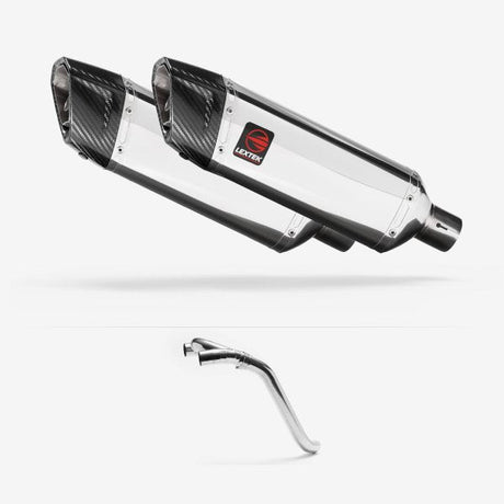 Lextek SP4 Polished Stainless Steel Exhaust 300mm with Link Pipe for Honda VFR800 (02-13)