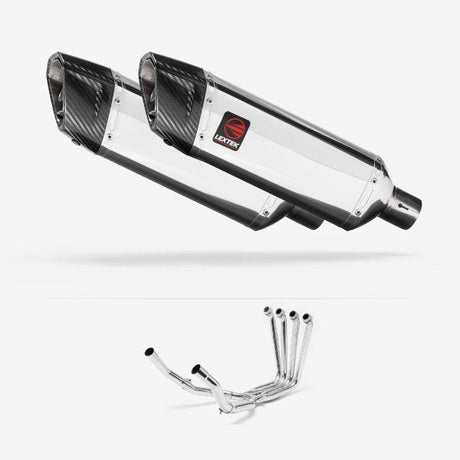 Lextek SP4 Polished Stainless Steel Exhaust System 300mm for Yamaha FJR1300 (01-19)