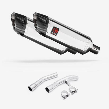 Lextek SP4 Polished Stainless Steel Exhaust 300mm with Link Pipe for Yamaha FJR1300 (01-19)