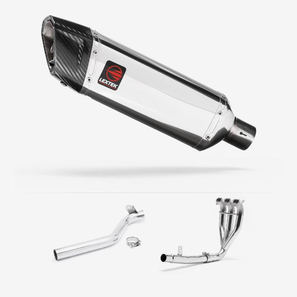 Lextek SP4 Polished Stainless Steel Exhaust System 300mm for Triumph Tiger 1050 Sport (13-20)