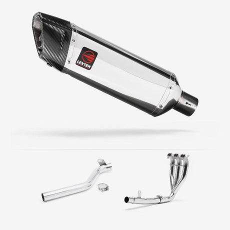 Lextek SP4 Polished Stainless Steel Exhaust System 300mm for Triumph Tiger 1050 Sport (13-20)