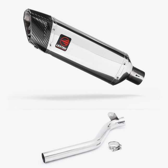 Lextek Polished Stainless Steel SP4 300mm Exhaust with Link Pipe