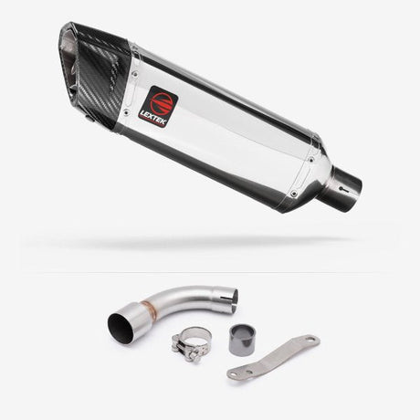 Lextek SP4 Polished Stainless Steel Exhaust 300mm with Link Pipe for Benelli TNT 125/135 (17-20)