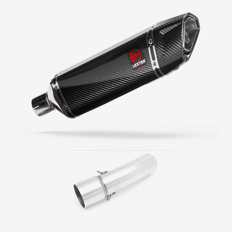 Lextek SP9C Gloss Carbon Fibre Exhaust 300mm with Link Pipe for BMW F800 GS (08-19) GT (13-19)