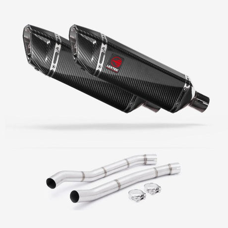 Lextek SP9C Gloss Carbon Fibre Exhaust 300mm with Link Pipes for Kawasaki ZZR1400 (12-19)