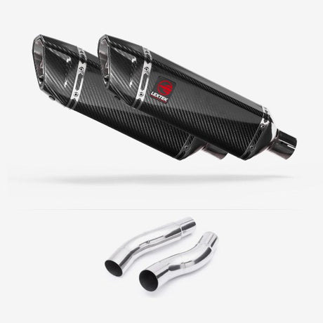 Lextek SP9C Gloss Carbon Fibre Exhaust 300mm with Link Pipes for Kawasaki Z1000 (14-19)