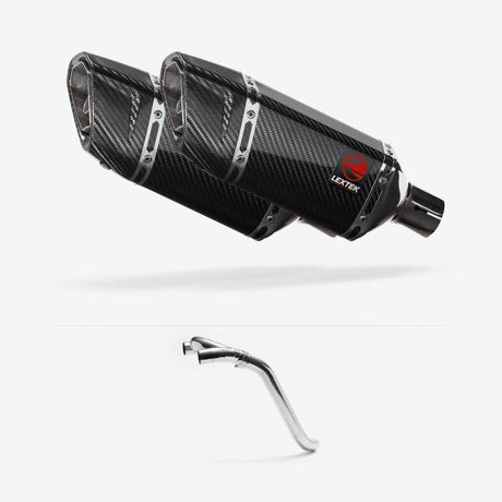 Lextek SP11C Gloss Carbon Fibre Exhaust 200mm with Link Pipe for Honda VFR800 (02-13)