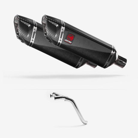 Lextek SP9C Gloss Carbon Fibre Exhaust 300mm with Link Pipe for Honda VFR800 (02-13)