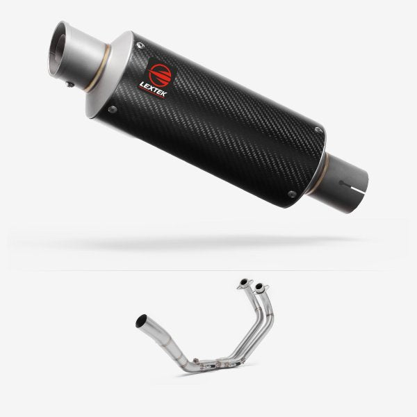 Lextek GP8C Carbon Fibre GP Stubby Exhaust System 240mm for Yamaha YZF R3/MT-03