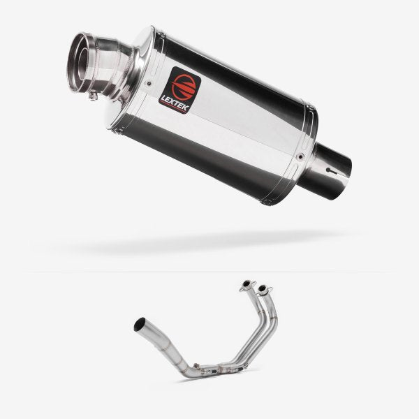 Lextek OP4 Polished S/Steel Exhaust System 200mm for Yamaha YZF R3/MT-03