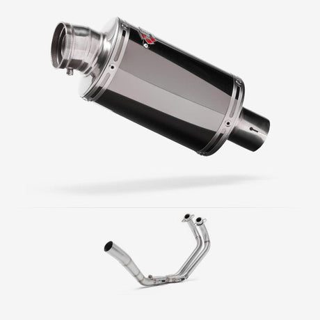 Lextek OP15 Dark Tint Stainless Exhaust System 200mm for Yamaha YZF R3/MT-03