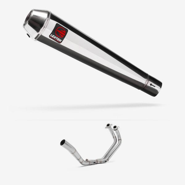 Lextek AC1 Polished Classic Exhaust System 350mm for Yamaha YZF R3/MT-03