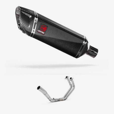 Lextek SP9C Gloss Carbon Fibre Exhaust System 300mm for Yamaha YZF R3/MT-03