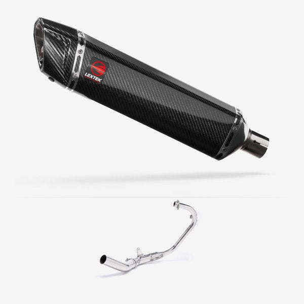 Lextek SP7C Gloss Carbon Fibre Exhaust System 400mm for Lexmoto LS-N 125