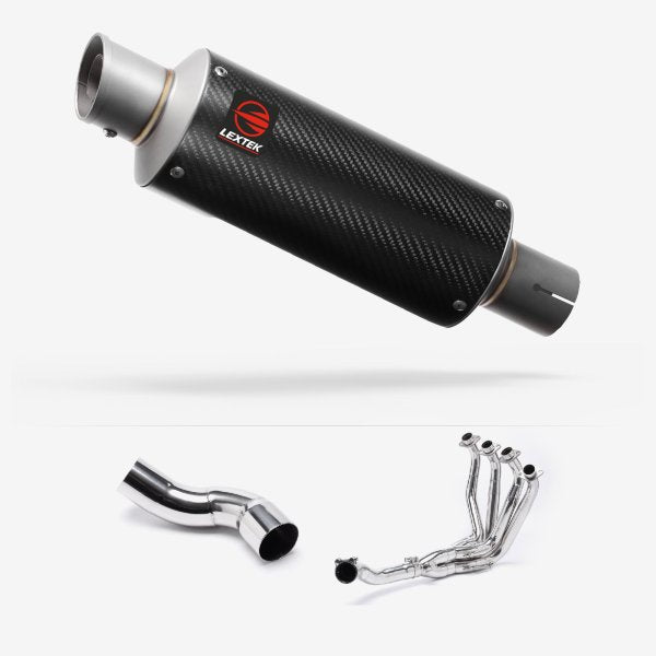 Lextek GP8C Carbon Fibre GP Stubby Exhaust System 240mm for Kawasaki Z900 (20-23)