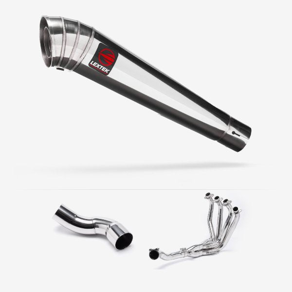 Lextek MP4 S/Steel Megaphone Exhaust System 300mm for Kawasaki Z900 (20-23)