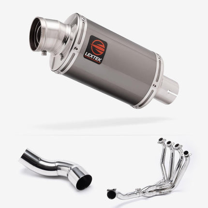 Lextek Smoked Stainless Steel OP15 200mm Exhaust System for Kawasaki Z900 (20-24)