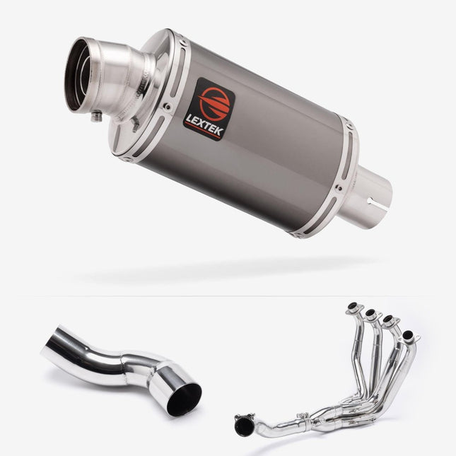 Lextek Smoked Stainless Steel OP15 200mm Exhaust System for Kawasaki Z900 (20-24)