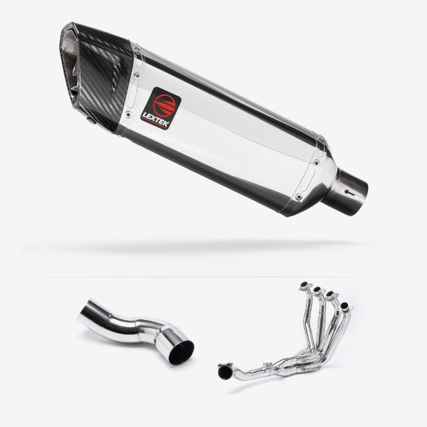Lextek SP4 Polished Stainless Steel Exhaust System 300mm for Kawasaki Z900 (20-23)