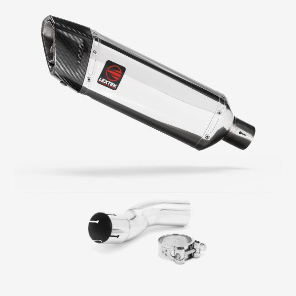 Lextek SP4 Polished Stainless Steel Exhaust 300mm with Link Pipe for Kawasaki Z H2 (20-23)