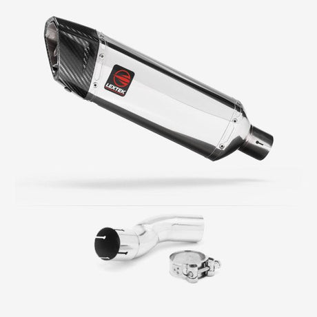 Lextek SP4 Polished Stainless Steel Exhaust 300mm with Link Pipe for Kawasaki Z H2 (20-23)
